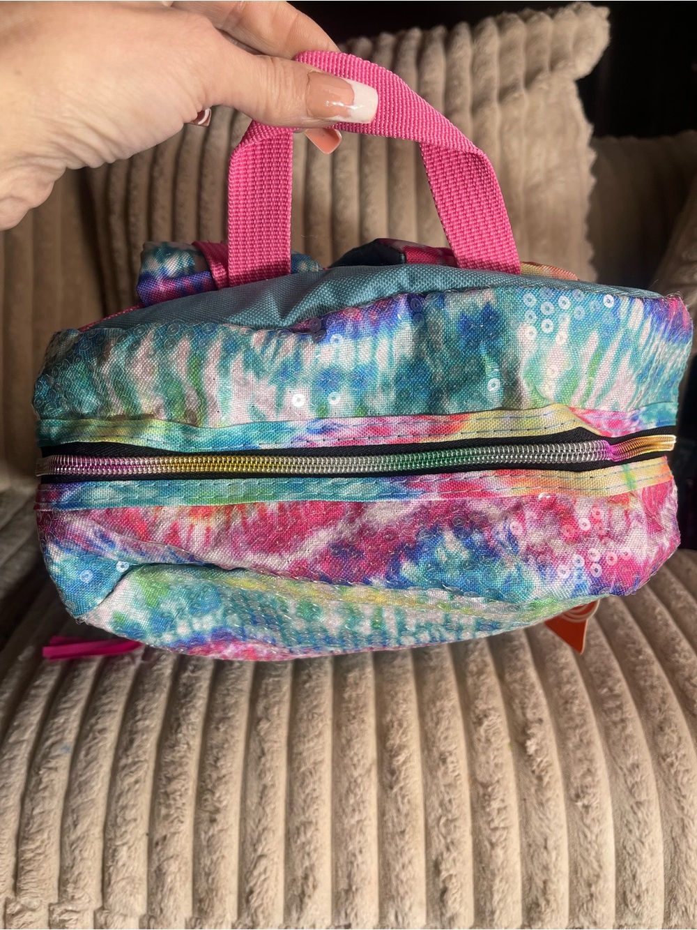 Wonder Nation Rainbow Sequin Tie-Dye Backpack with Pink Accents New With Tags - Picture 9 of 10